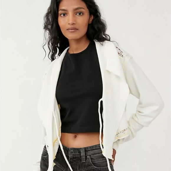 Free People Lost Cause Knit Lace Tie Front Cardigan - Picture 4 of 8